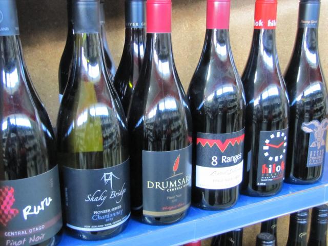 Central Otago wines on the shelves. Photo: Pam Jones.