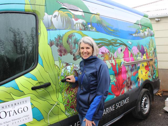 New Zealand Marine Studies Centre director Sally Carson stands next to the Aquavan which she says...