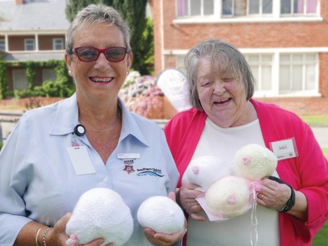 Southland Hospital Breast Care Nurse Hazel Sycamore with Sandra Sparrow