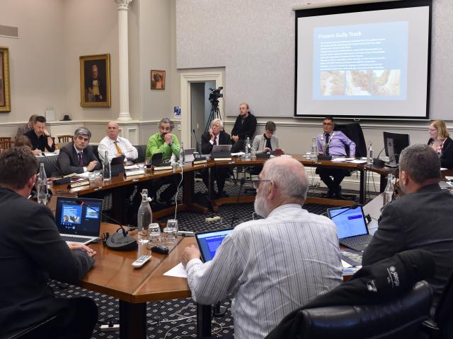 Dunedin city councillors gather for the start of the 2019-20 annual plan hearing yesterday. PHOTO...