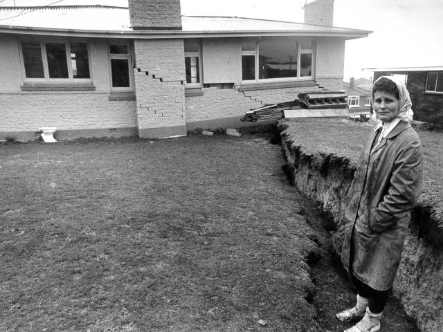 A developing crack running through Abbotsford, photographed as it destroyed a house over time,...