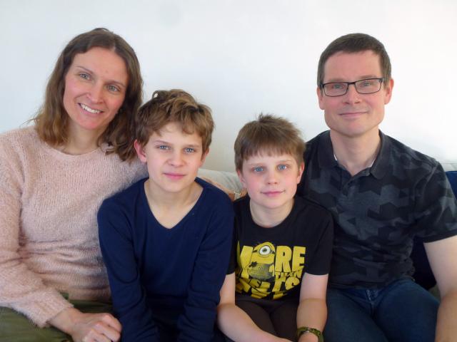 Annika Bokor and Mattias Salomonsson with sons Neo (11) and Max (9).