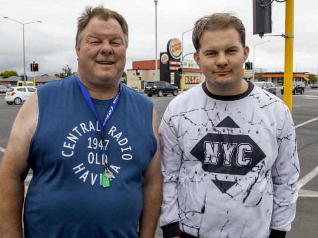 Linwood resident Simon Fisher and his son Shane. Photo: Geoff Sloan