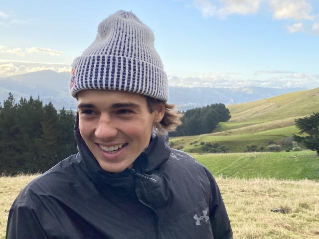 Freeskier Nico Porteous takes a walk on the hills surrounding Macandrew Bay during lockdown....