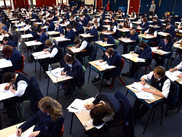 Taieri College pupils sit a practice exam in preparation for NCEA. Photo: Peter McIntosh
