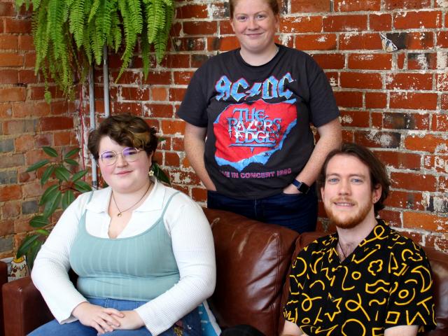 Runaway Play staff (from left) Libby Guthrie, Sam Watson and Stef Peacock enjoy a casual and...