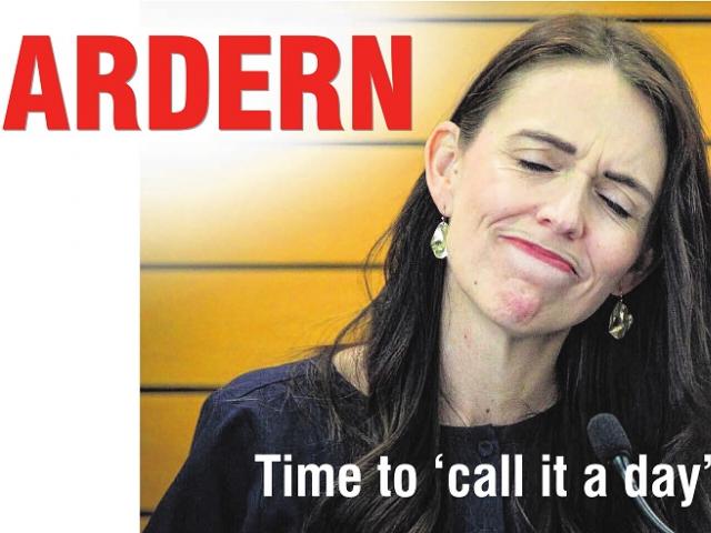 Prime Minister Jacinda Ardern is emotional as she announces her resignation yesterday. PHOTO: NZME