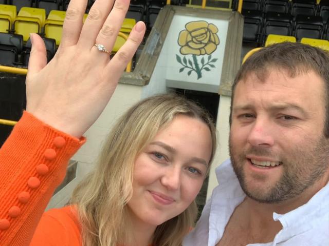 Southbridge player Adam Stone proposed to his partner Yvette Dalley after the team's 33-21 win...