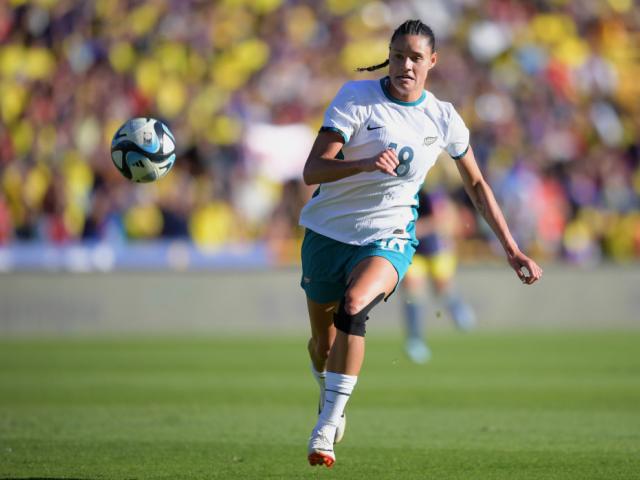 Grace Jale in action for New Zealand against Colombia. Photo: Getty