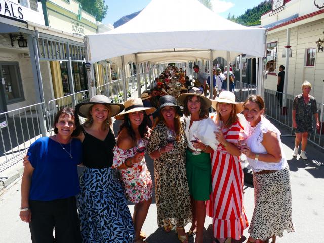 Enjoying the Long Table in Arrowtown yesterday are (from left) Janine Nichol, Darelle Jenkins,...