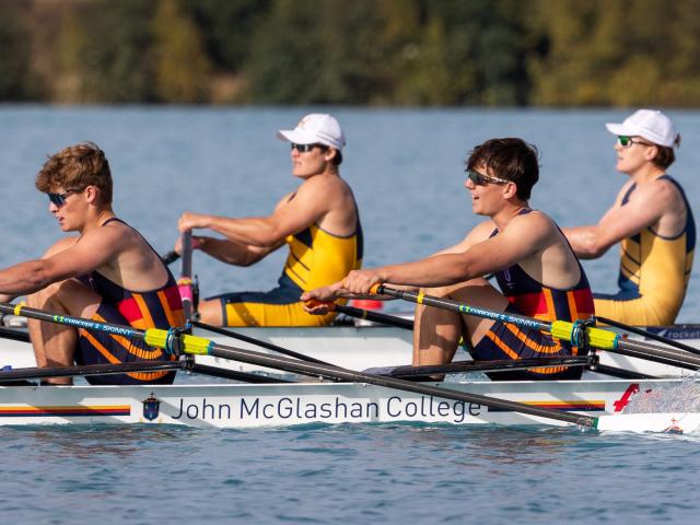 John McGlashan and Wakatipu face off to qualify for the under 18 A double sculls. PHOTO: SHARRON...