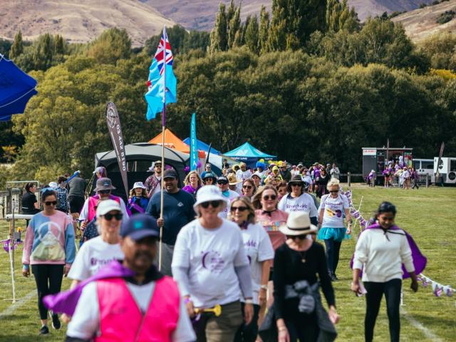 Participants stride out at Queenstown’s Relay for Life at the Lake Hayes Pavilion on Saturday....