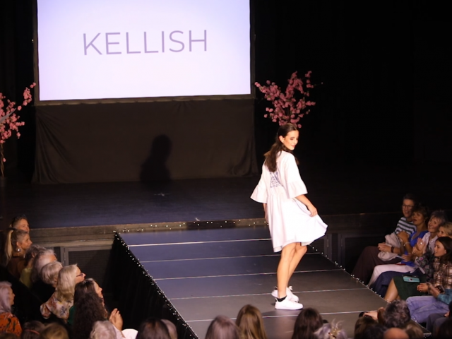 A model struts the catwalk at the Wastebusters' Refashion show, held last Thursday night at Lake...