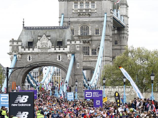London Marathon runners at Tower Bridge earlier this month. Photo: Reuters 