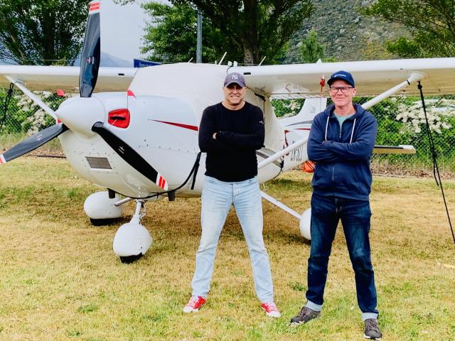 Queenstown Airport and Airways wouldn’t allow Blair Huston — pictured, left, with friend Brett...