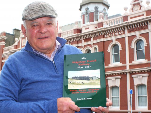 Alex Glennie with his book about the now closed Winton to Hedgehope branch. PHOTO: TONI MCDONALD