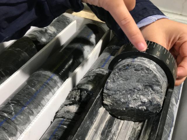 A close-up of a Santana Minerals rock core sample from Bendigo Station. PHOTO: MARJORIE COOK
