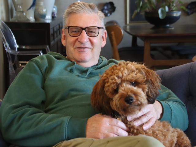 Gore man Michael Macklin and his dog Juno are enjoying life in Gore. PHOTO: SANDY EGGLESTON