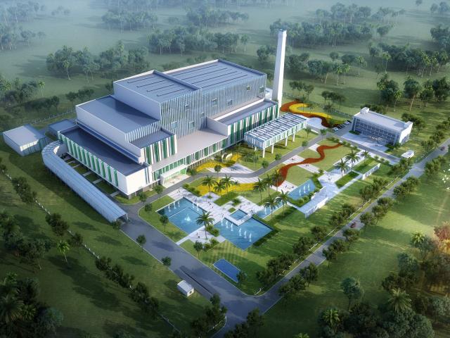 An artist’s impression of what a new $350 million waste-to-energy plant in the Waimate District...