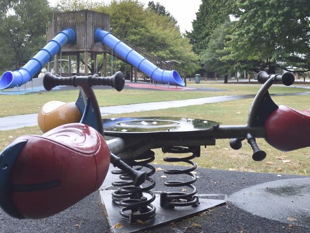 Children’s playground equipment at the Mosgiel Memorial Garden’s playground.