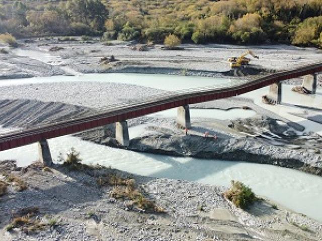 Work has been carried out to divert the Rangitata River flow away from the pier site at the State...