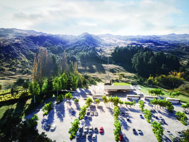 An artist’s impression of the proposed Coronet Peak gondola along with its base building and...