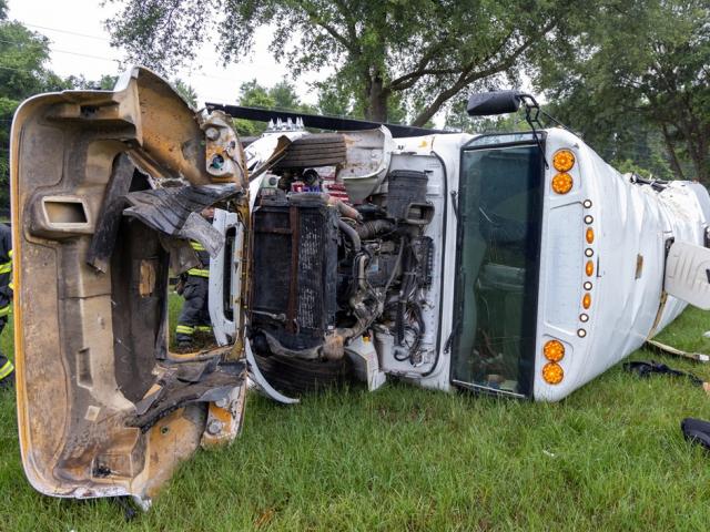 Fire rescue unit workers at the scene near Dunnellon in Marion County, Florida. Photo: MARION...