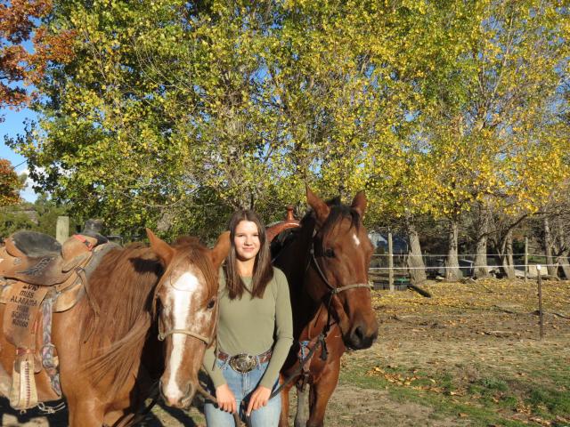 Alexandra cowgirl Amelia Knowles, 15, pictured with her horses Manawa and Koda, will travel to...