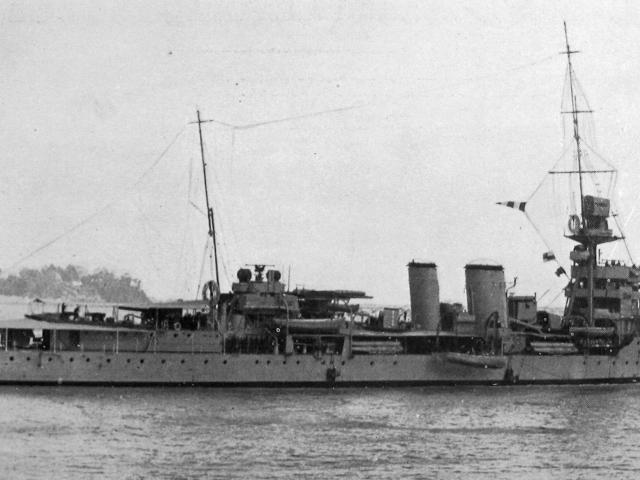 Light cruiser HMS Dunedin on a visit to its namesake city in May 1924. — Otago Witness, 6.5.1924