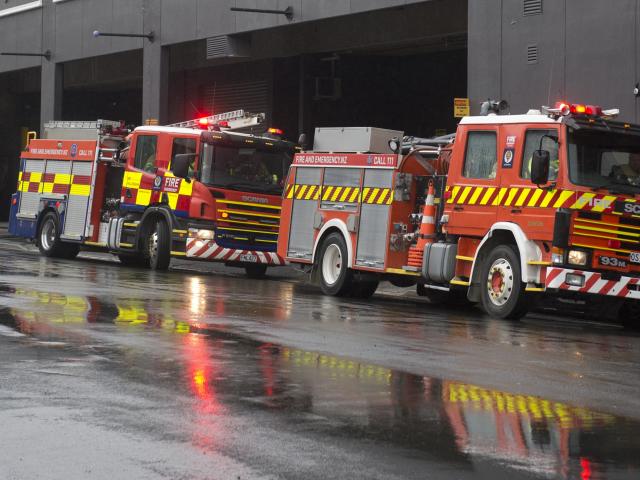 Emergency services outside the Meridian carpark today. Photo: Gerard O'Brien 