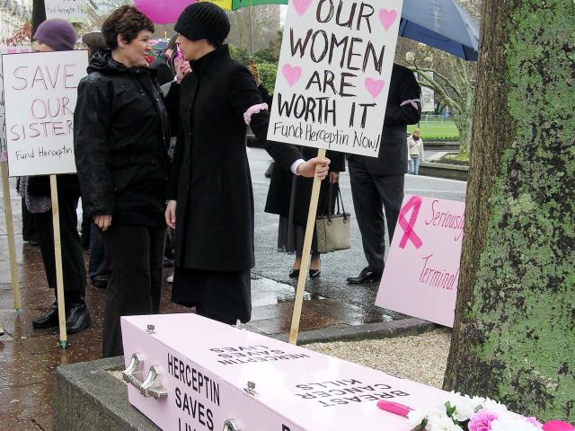 Breast Cancer sufferers and supporters of the breast cancer drug Herceptin, gathered in Aotea...