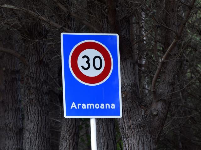The entrance to the village of Aramoana, where David Gray murdered 13 people in 1990.