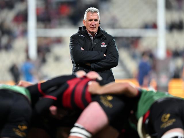 Crusaders Head Coach Rob Penney reacts prior to the Super Rugby Pacific match between the...
