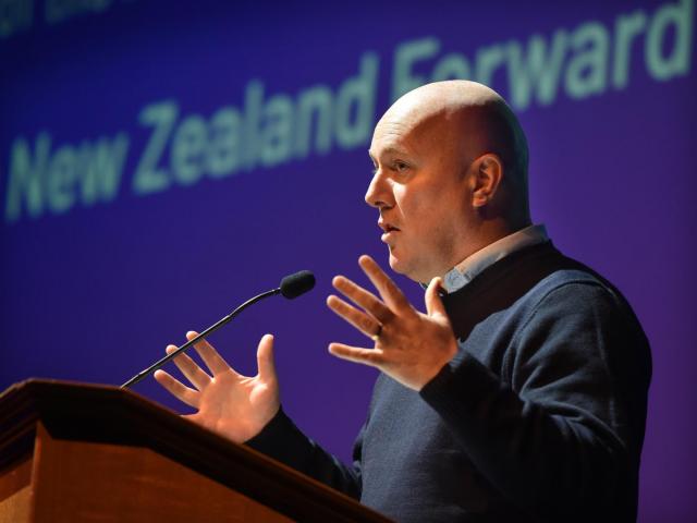 Christopher Luxon speaking at the Ashburton Event Centre on his last visit to the town. Photo:...