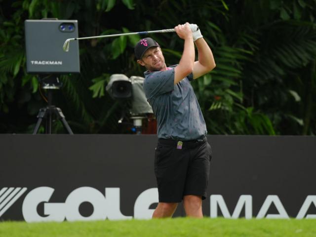 Ben Campbell plays a shot during the second day of the Singapore leg of the LIV Golf League....