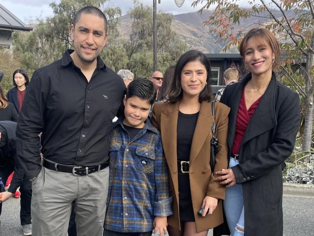 The Mendez family celebrating with their friend are (from left) Ariel Mendez, Leon Mendez, Connie...