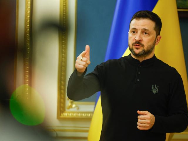 Ukraine's President Volodymyr Zelensky speaks during a press conference in Kyiv, Ukraine. Photo:...