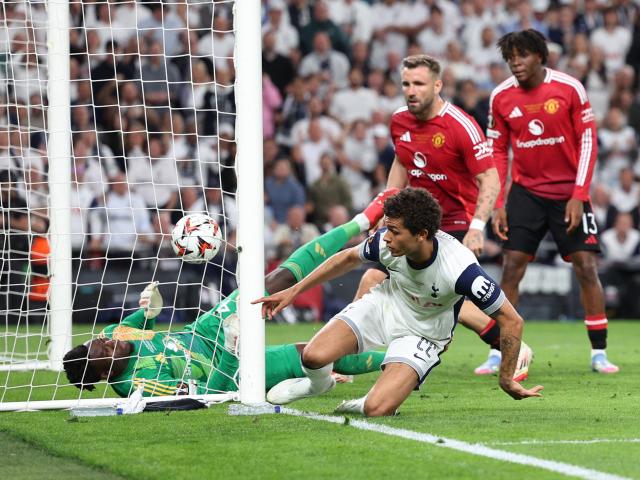 Brennan Johnson scores Spurs' winning goal. Photo: Reuters 