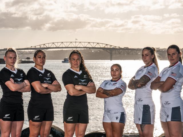 Black Ferns (from left) Jorja Miller, Kennedy Tukuafu and Portia Woodman-Wickliffe and United...