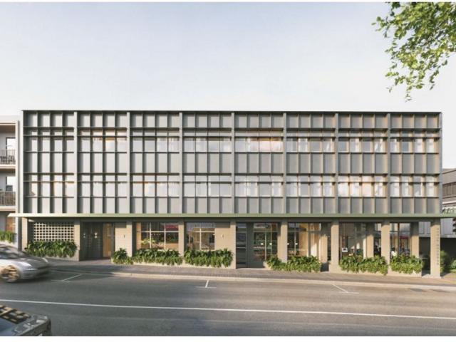 A mock-up of a planned residential and commercial development at the corner of Filleul and...