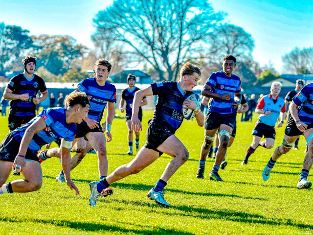 CBHS centre William Brown heads for the try line. PHOTO: THOMAS BIRD