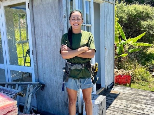 Carlee Moulton proudly stands outside her container tiny home. PHOTOS: OLIVIA CALDWELL

