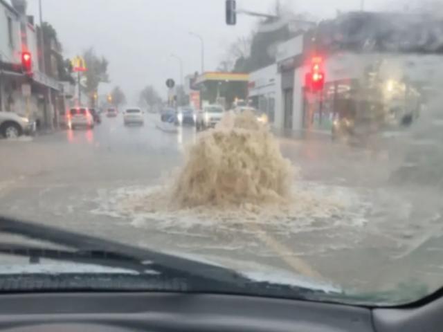 Flooding in Nelson as heavy rain hits the city on Monday.&nbsp;Photo:&nbsp;Supplied / Tracie...