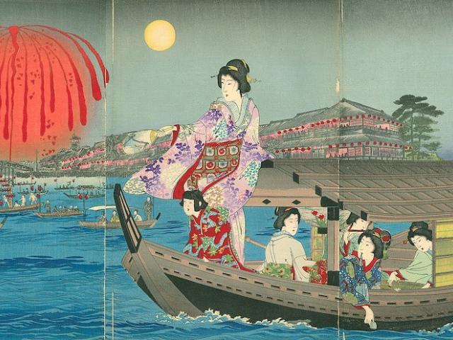 Natural Flowers cooling off on the Sumidagawa by Watanabe Nobukazu.

