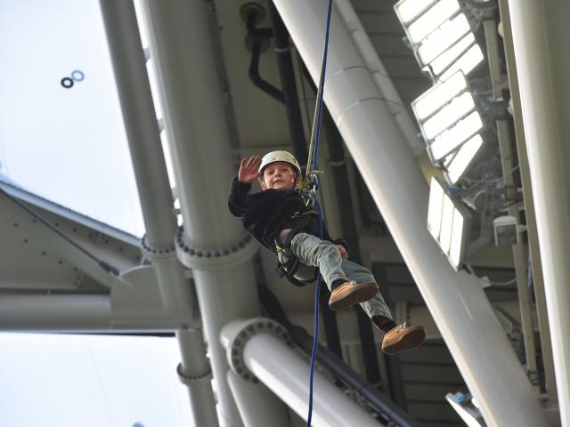 Cooper Newbury finally takes the plunge in the Southern Youth Development Toss the Boss event at...