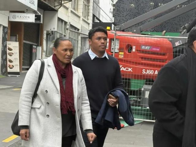 Caleb Clarke arrives at Auckland District Court. Photo: RNZ / Victor Waters