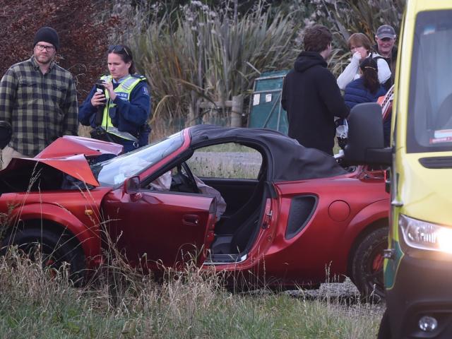 The car was badly damaged in the crash. Photo: Gregor Richardson