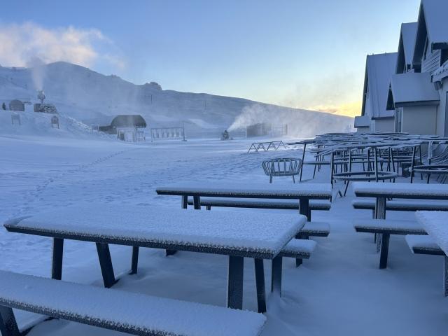 Cardrona skifield staff arrived to a thick blanket of snow yesterday morning. PHOTO: SUPPLIED