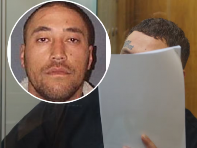 Wiremu Johnson shielded his face during sentencing in the Nelson District Court on rape and drugs...