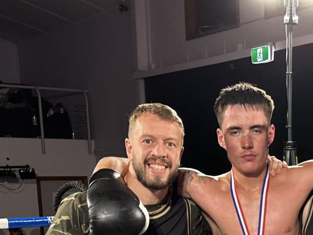 Hurto Gym owner Rob Horrock (left), with winning fighter Marcel Main. PHOTO: ODT FILES